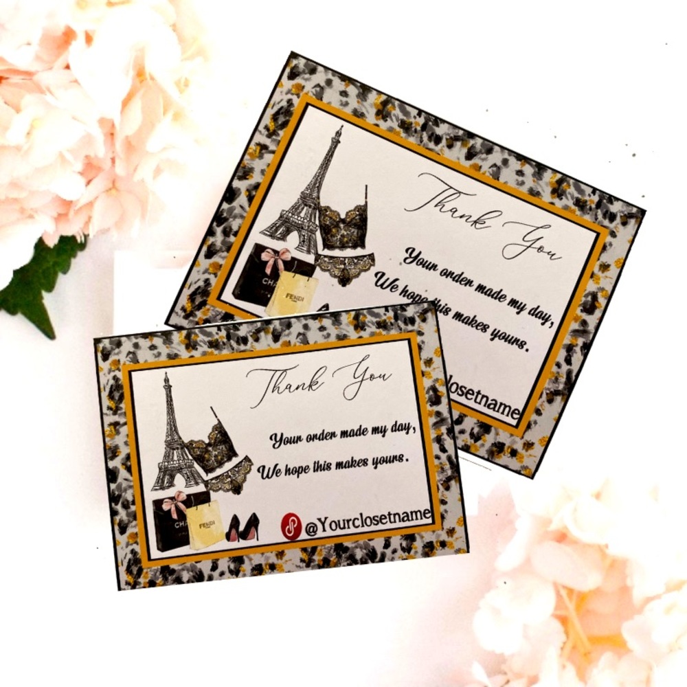100 Order Packaging  Customer Black Lingerie Pattern Thank You Card